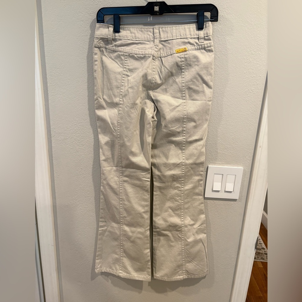 Vintage Y2K Gasoline Hippie Embroidered Flare Khaki Pants Women’s Size 12 EUC - Picture 6 of 16